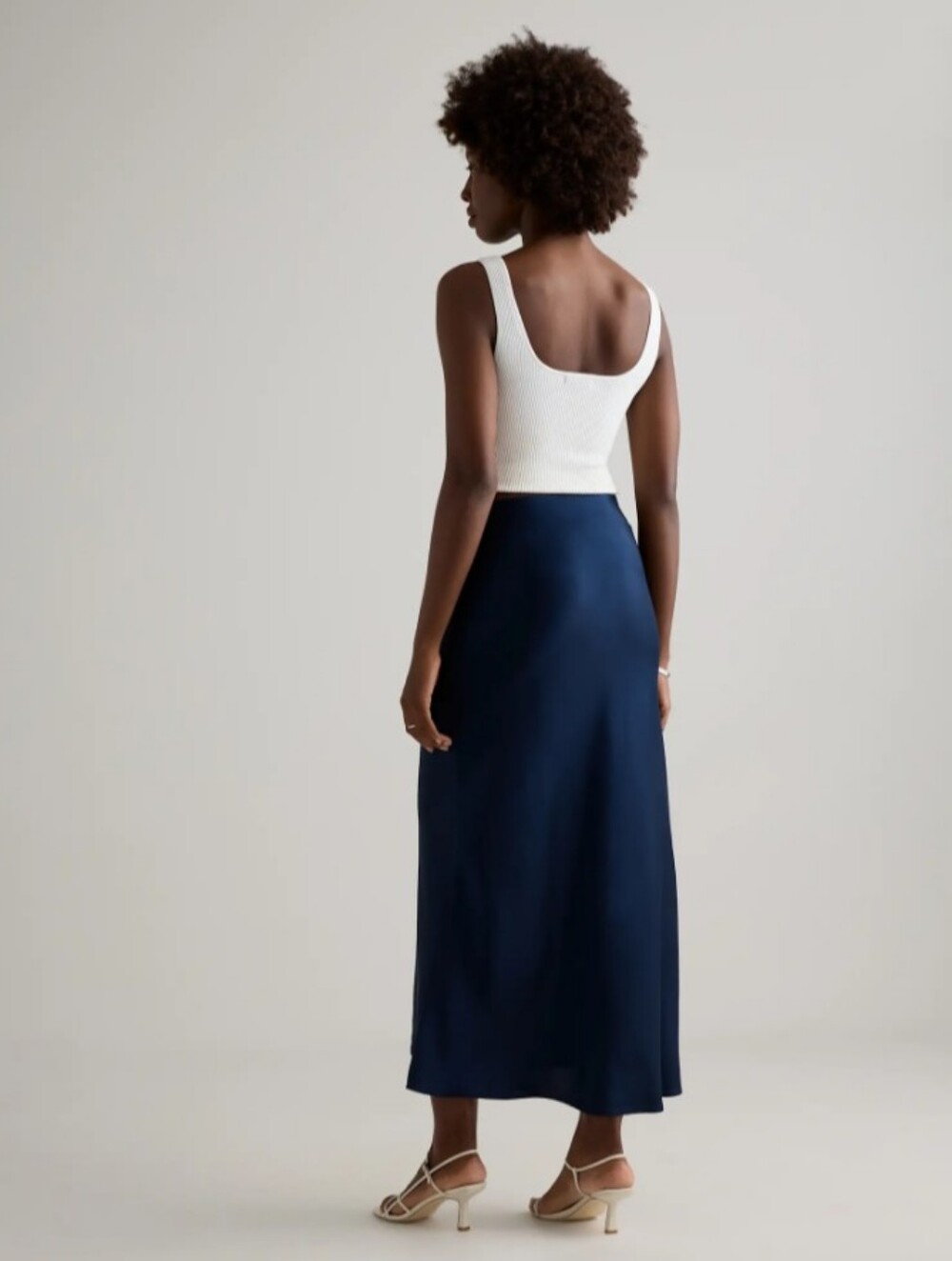 Quince Navy Silk Maxi Skirt
